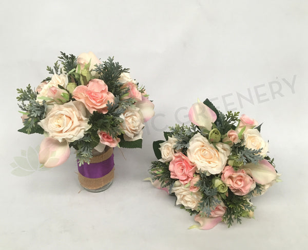 Real Touch Bouquet -pink & White - Cecilia Silk Good Quality Wedding 