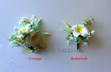 Corsage & Buttonhole - Frangipani with Ribbon - CB0044 - $56/set | ARTISTIC GREENERY