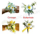 Corsage & Buttonhole - Frangipani with Ribbon - CB0044 - $56/set | ARTISTIC GREENERY