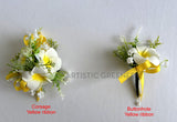 Corsage & Buttonhole - Frangipani with Ribbon - CB0044 - $56/set | ARTISTIC GREENERY