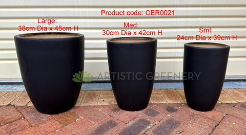Black Curved Planter / Pot Matt Finish - Round (Ceramic) CER0021 ...
