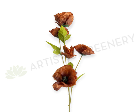 F0462 Artificial Rustic Brown Poppy Spray 78cm | ARTISTIC GREENERY