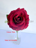 F0476 Artificial Velvet Rose Stem 51cm Dusty Pink / Red | ARTISTIC GREENERY