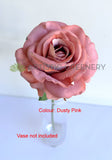 F0476 Artificial Velvet Rose Stem 51cm Dusty Pink / Red | ARTISTIC GREENERY