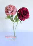 F0476 Artificial Velvet Rose Stem 51cm Dusty Pink / Red | ARTISTIC GREENERY