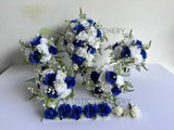 Alisha G wedding flowers package - Artificial Cascade Teardrop Wedding Bouquet - White & Blue - Alisha G - custom made wedding bouquet Australia | ARTISTIC GREENERY