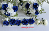 Artificial Cascade Teardrop Wedding Bouquet - White & Blue - Alisha G - custom made wedding bouquet Australia | ARTISTIC GREENERY