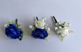 Buttonholes - Artificial Cascade Teardrop Wedding Bouquet - White & Blue - Alisha G - custom made wedding bouquet Australia | ARTISTIC GREENERY