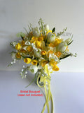 Daffodil Bridal Bouquet - Artificial Round Bouquet (Daffodil Wedding Bouquet / Lily of the Valley Wedding Bouquet) - Yellow & White - Charlotte S | ARTISTIC GREENERY