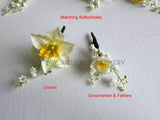 Daffodil buttonhole - Artificial Round Bouquet (Daffodil Wedding Bouquet / Lily of the Valley Wedding Bouquet) - Yellow & White - Charlotte S | ARTISTIC GREENERY