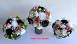 Round Bouquet - Black Pink & White - Ashleigh D Affordable artificial bouquet for wedding Perth Australia | ARTISTIC GREENERY wedding flowers WA Perth Australia