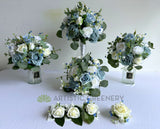 Round Bouquet - Blue & White - Rhian C