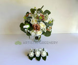 Silk Round Bouquet - Rustic Brown & White - Kaneesha N | ARTISTIC GREENERY