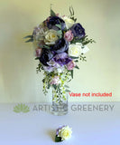 Artificial Teardrop Wedding Bouquet - White and Purple - Gen P | ARTISTIC GREENERY