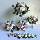 Round Bouquet - Purple & White - Sally W