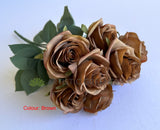 SP0375-S89 Silk Rustic Rose Bunch 45cm Brown / Nude | ARTISTIC GREENERY