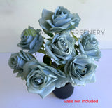 SP0453 Silk Rustic Blue Rose Bunch 32cm 7F $17.50 | ARTISTIC GREENERY