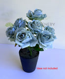 SP0453 Silk Rustic Blue Rose Bunch 32cm 7F $17.50 | ARTISTIC GREENERY