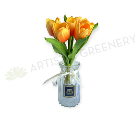 SP0471 Real Touch Artificial Tulip Bunch 30cm Orange 6 flowers | ARTISTIC GREENERY